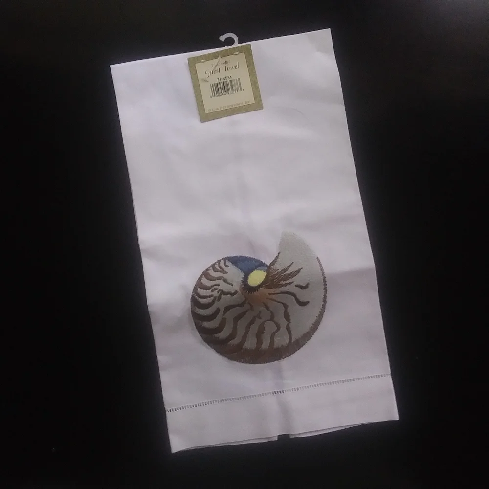 Nautilus Shell Embroidered Towel, NWT